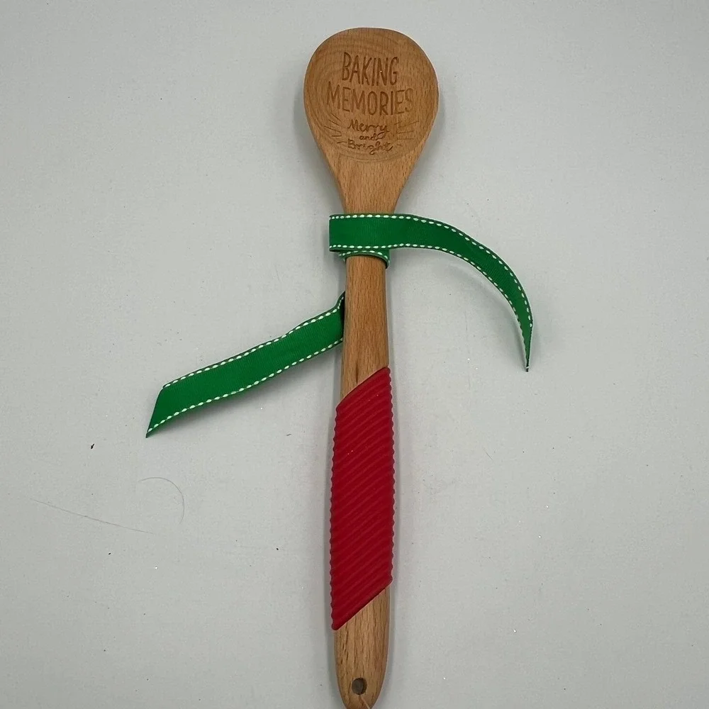 Brownlow Gifts Wooden Spoon Unisex OS Tan New Baking Memories Silicone Grip